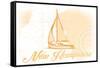 New Hampshire - Sailboat - Yellow - Coastal Icon-Lantern Press-Framed Stretched Canvas