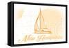 New Hampshire - Sailboat - Yellow - Coastal Icon-Lantern Press-Framed Stretched Canvas