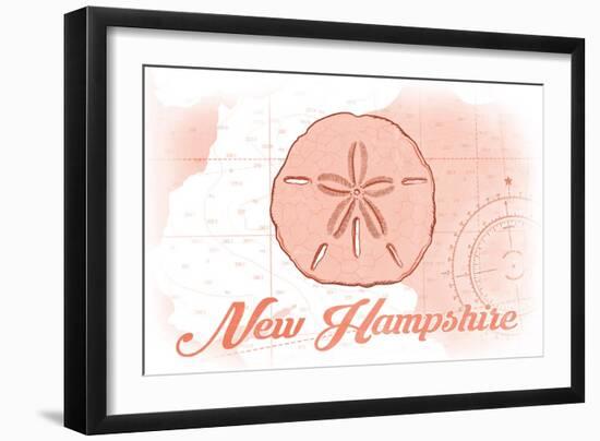 New Hampshire - Sand Dollar - Coral - Coastal Icon-Lantern Press-Framed Art Print