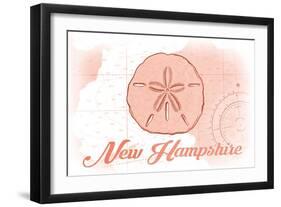 New Hampshire - Sand Dollar - Coral - Coastal Icon-Lantern Press-Framed Art Print