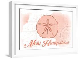 New Hampshire - Sand Dollar - Coral - Coastal Icon-Lantern Press-Framed Art Print