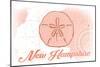 New Hampshire - Sand Dollar - Coral - Coastal Icon-Lantern Press-Mounted Art Print