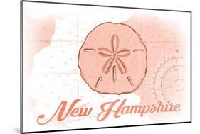 New Hampshire - Sand Dollar - Coral - Coastal Icon-Lantern Press-Mounted Art Print