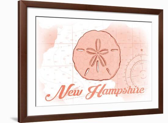 New Hampshire - Sand Dollar - Coral - Coastal Icon-Lantern Press-Framed Premium Giclee Print