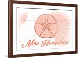 New Hampshire - Sand Dollar - Coral - Coastal Icon-Lantern Press-Framed Premium Giclee Print