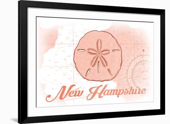 New Hampshire - Sand Dollar - Coral - Coastal Icon-Lantern Press-Framed Premium Giclee Print