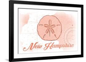 New Hampshire - Sand Dollar - Coral - Coastal Icon-Lantern Press-Framed Premium Giclee Print