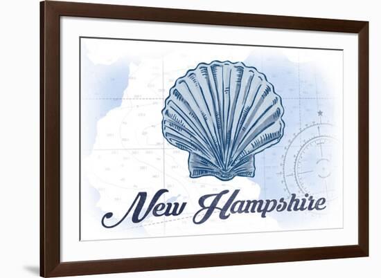 New Hampshire - Scallop Shell - Blue - Coastal Icon-Lantern Press-Framed Art Print