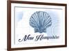 New Hampshire - Scallop Shell - Blue - Coastal Icon-Lantern Press-Framed Premium Giclee Print