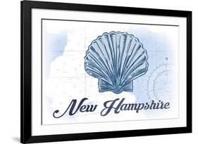 New Hampshire - Scallop Shell - Blue - Coastal Icon-Lantern Press-Framed Premium Giclee Print