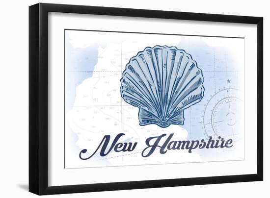 New Hampshire - Scallop Shell - Blue - Coastal Icon-Lantern Press-Framed Art Print