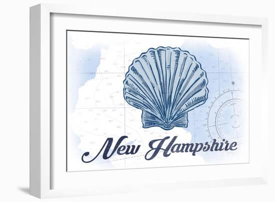 New Hampshire - Scallop Shell - Blue - Coastal Icon-Lantern Press-Framed Art Print