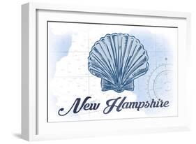 New Hampshire - Scallop Shell - Blue - Coastal Icon-Lantern Press-Framed Art Print