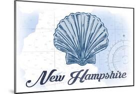 New Hampshire - Scallop Shell - Blue - Coastal Icon-Lantern Press-Mounted Art Print