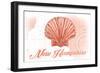 New Hampshire - Scallop Shell - Coral - Coastal Icon-Lantern Press-Framed Art Print