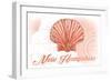New Hampshire - Scallop Shell - Coral - Coastal Icon-Lantern Press-Framed Art Print