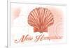 New Hampshire - Scallop Shell - Coral - Coastal Icon-Lantern Press-Framed Art Print