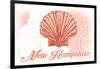 New Hampshire - Scallop Shell - Coral - Coastal Icon-Lantern Press-Framed Art Print