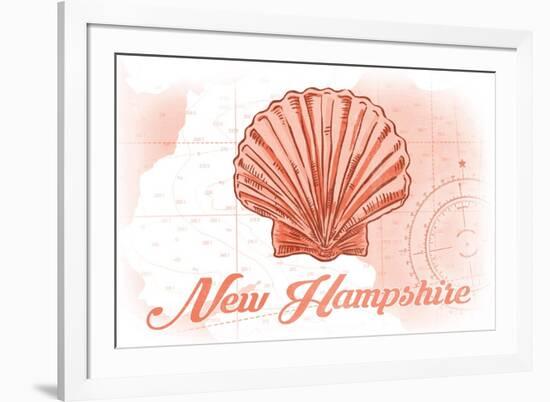 New Hampshire - Scallop Shell - Coral - Coastal Icon-Lantern Press-Framed Art Print