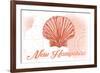 New Hampshire - Scallop Shell - Coral - Coastal Icon-Lantern Press-Framed Art Print