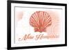 New Hampshire - Scallop Shell - Coral - Coastal Icon-Lantern Press-Framed Art Print