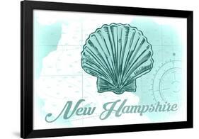 New Hampshire - Scallop Shell - Teal - Coastal Icon-Lantern Press-Framed Art Print