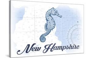 New Hampshire - Seahorse - Blue - Coastal Icon-Lantern Press-Stretched Canvas