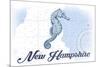 New Hampshire - Seahorse - Blue - Coastal Icon-Lantern Press-Mounted Art Print