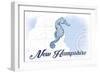 New Hampshire - Seahorse - Blue - Coastal Icon-Lantern Press-Framed Art Print