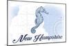 New Hampshire - Seahorse - Blue - Coastal Icon-Lantern Press-Mounted Art Print