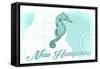 New Hampshire - Seahorse - Teal - Coastal Icon-Lantern Press-Framed Stretched Canvas