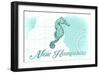 New Hampshire - Seahorse - Teal - Coastal Icon-Lantern Press-Framed Art Print