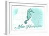 New Hampshire - Seahorse - Teal - Coastal Icon-Lantern Press-Framed Art Print