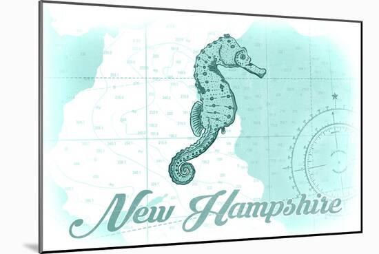 New Hampshire - Seahorse - Teal - Coastal Icon-Lantern Press-Mounted Art Print