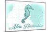 New Hampshire - Seahorse - Teal - Coastal Icon-Lantern Press-Mounted Art Print