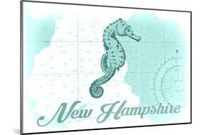 New Hampshire - Seahorse - Teal - Coastal Icon-Lantern Press-Mounted Art Print