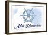New Hampshire - Ship Wheel - Blue - Coastal Icon-Lantern Press-Framed Art Print