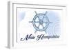 New Hampshire - Ship Wheel - Blue - Coastal Icon-Lantern Press-Framed Art Print