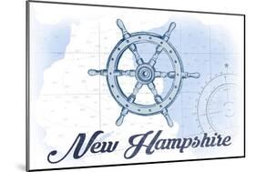 New Hampshire - Ship Wheel - Blue - Coastal Icon-Lantern Press-Mounted Art Print