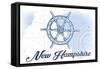 New Hampshire - Ship Wheel - Blue - Coastal Icon-Lantern Press-Framed Stretched Canvas