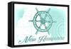New Hampshire - Ship Wheel - Teal - Coastal Icon-Lantern Press-Framed Stretched Canvas