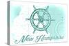 New Hampshire - Ship Wheel - Teal - Coastal Icon-Lantern Press-Stretched Canvas