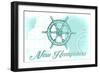 New Hampshire - Ship Wheel - Teal - Coastal Icon-Lantern Press-Framed Art Print