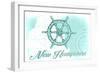 New Hampshire - Ship Wheel - Teal - Coastal Icon-Lantern Press-Framed Art Print