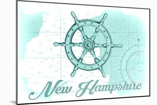 New Hampshire - Ship Wheel - Teal - Coastal Icon-Lantern Press-Mounted Art Print