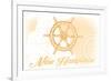 New Hampshire - Ship Wheel - Yellow - Coastal Icon-Lantern Press-Framed Premium Giclee Print
