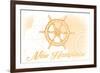 New Hampshire - Ship Wheel - Yellow - Coastal Icon-Lantern Press-Framed Premium Giclee Print