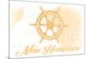New Hampshire - Ship Wheel - Yellow - Coastal Icon-Lantern Press-Mounted Premium Giclee Print
