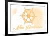 New Hampshire - Ship Wheel - Yellow - Coastal Icon-Lantern Press-Framed Art Print