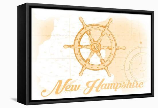 New Hampshire - Ship Wheel - Yellow - Coastal Icon-Lantern Press-Framed Stretched Canvas